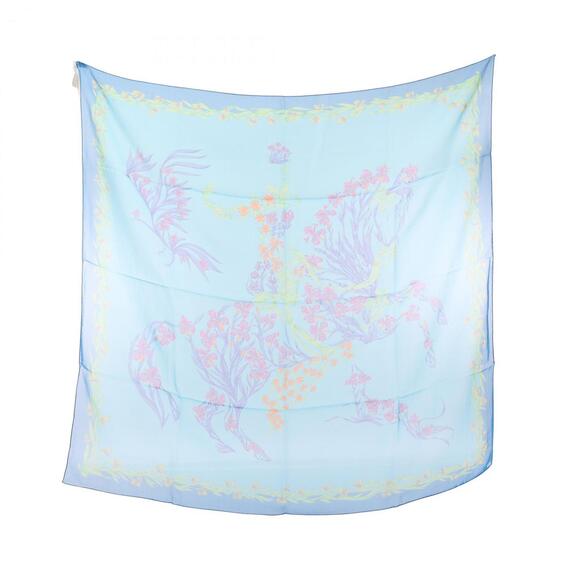 HERMES Blue Silk Scarf